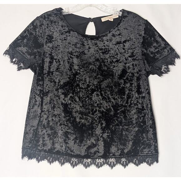 Whimsigoth Black velvet and lace top blouse size Medium REWIND Goth EMO - Picture 1 of 6